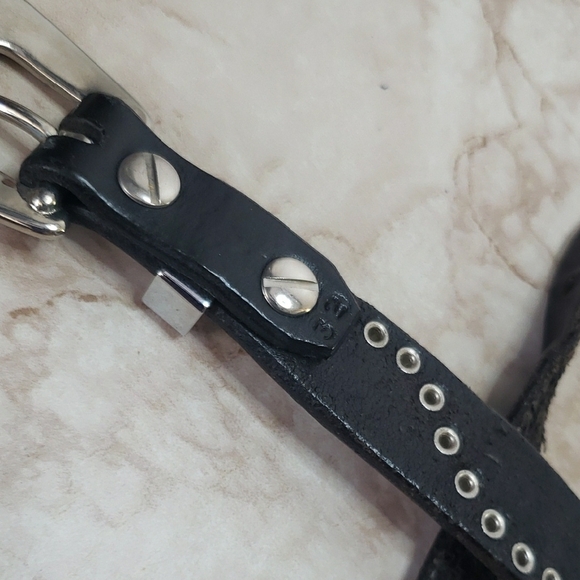 Vinrage Studded Black Leather Belt with Silver Accents main image 2